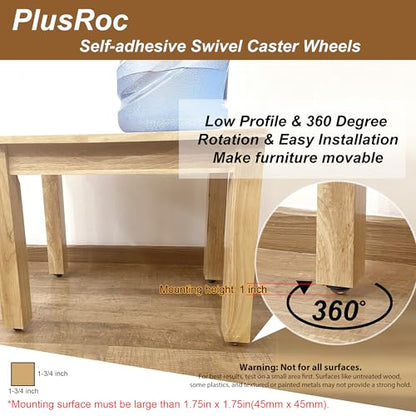 PlusRoc 12 Pack Self Adhesive Caster Wheels 1 Inch for Furniture Mop Bucket, Load Capacity 28LBS Per Wheel, Low Profile Swivel Wheels for Small Appliance Storage Bins - style: Steel Ball