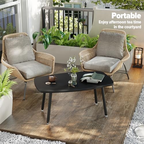 WOHOMO Folding Coffee Table 39.3'' Black Coffee Tables for Living Room Portable Simple Modern Rectangular Center Table for Small Spaces,No Assembly, Black - color: Black