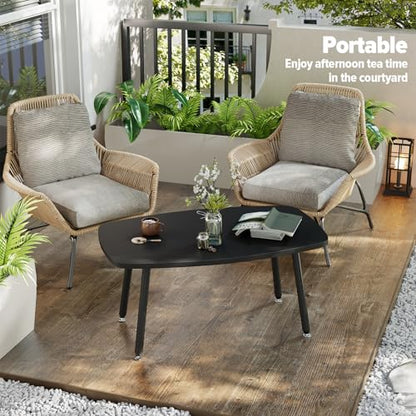 WOHOMO Folding Coffee Table 39.3'' Black Coffee Tables for Living Room Portable Simple Modern Rectangular Center Table for Small Spaces,No Assembly, Black - color: Black