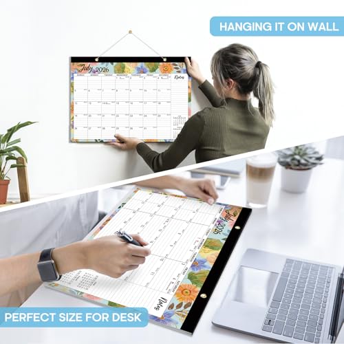Desk Calendar 2026-2027, 18-Month Calendar Runs from July 2026 to December 2027, Large 17" x 12" Monthly Desktop & Wall Calendar for Home & Office - Botanic Whimsy - color: b-Botanic Whimsy, size: Jul 2026 – Dec 2027