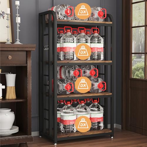 Microwave Oven Stand with Storage 4 Tiers, Free Standing Microwave Oven Stand Coffee Bar Adjustable Kitchen Shelves Kitchen Storage Shelf Rack Bakers Racks for Kitchens(Brown) - color: Brown