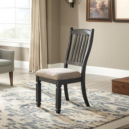Signature Design by Ashley Tyler Creek Dining Room Upholstered Side Chair, 2 Count, Solid Wood, 19.25" H, Black and Grayish Black - color: Black