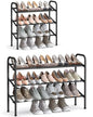 SONGMICS Expandable Shoe Rack, 3 Tier Shoe Rack Shelf, Adjustable Shoe Organizer Storage for 20 Pairs of Shoes, Metal Free Standing Shoe Racks for Closet, Front Door Entryway, Easy Assembly, Ink Black - size: 3 Tier (22.8"H)