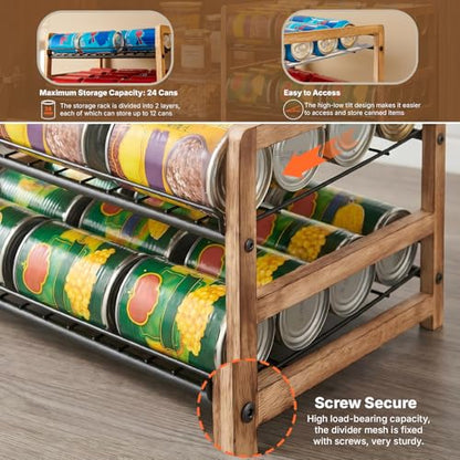 DGWJSU Can Organizer for Pantry 2-Tier, Can Storage Organizer Pantry, Soda Can Organizer, Holds up to 24 Cans Holders for Pantry, Cabinet, Countertop, Carbonized Brown - size: 2 Tiers