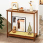 Bamboo Narrow Console Table, 31.5"(L) Wood Small Entryway Table with Rattan and Glass, Accent Slim Hallway Tables, Thin Sofa Side Tables for Hallway, Living Room, Bedroom, Foyer, Walnut - color: Walnut 31.5"(l)