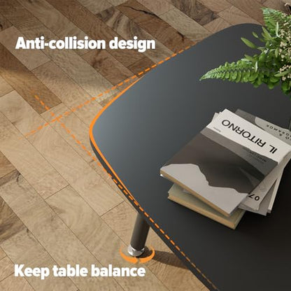 WOHOMO Folding Coffee Table 39.3'' Black Coffee Tables for Living Room Portable Simple Modern Rectangular Center Table for Small Spaces,No Assembly, Black - color: Black