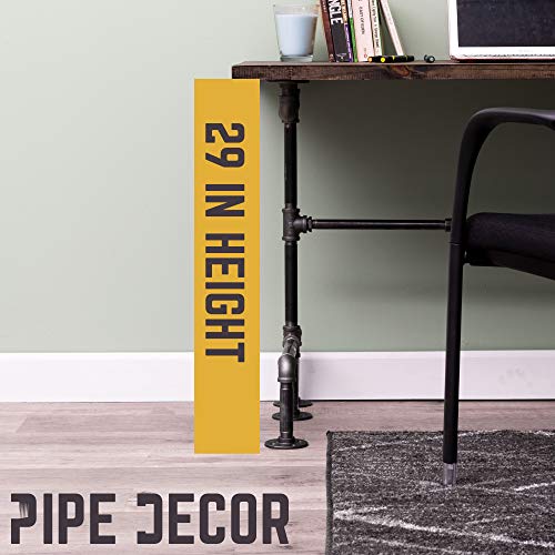 PIPE DECOR Industrial Pipe Desk Leg Set, Modern Home Office Writing or Computer Base Kit, Dark Grey Unfinished Steel Metal Pipe Legs, M-Desk Style - size: M Desk Unfinished 3/4-in and 1/2-in