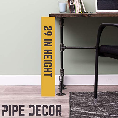 PIPE DECOR Industrial Pipe Desk Leg Set, Modern Home Office Writing or Computer Base Kit, Dark Grey Unfinished Steel Metal Pipe Legs, M-Desk Style - size: M Desk Unfinished 3/4-in and 1/2-in