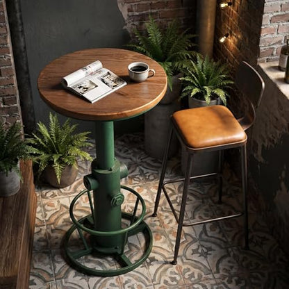 Topower Industrial Bar Table 38.58-48.43" Adjustable Pub Table Kitchen Dining Coffee Bistro Table Antique Green - color: Antique Green