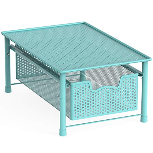 Simple Houseware Stackable Cabinet Basket Drawer Organizer, Turquoise - color: Turquoise, size: 1-Tier