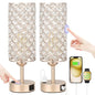 Hong-in Touch Table Lamps for Bedrooms Set of 2-3 Way Dimmable Champagne Gold Crystal Lamps with Crystal Shade, Bedside Nightstand Lamp for Living Room Bedroom Home Office - color: Champagne Gold