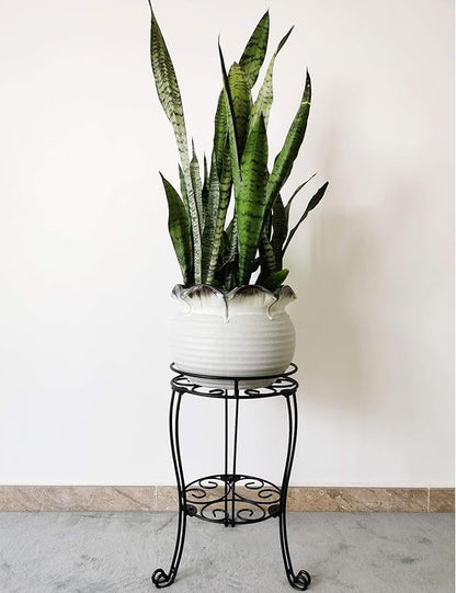 TREEZITEK 11.8 inches Diameter Tall Metal Plant Stand for Indoor or Outdoor,Heavy Duty Flower Pot Stand Rack Holds Big Heavy Plants,Black (18.9 INCHES TALL) - size: 18.9 INCHES TALL