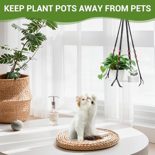 GREANER 2 Sets Hanging Plant Shelf, Black Indoor Hanging Plant Stand with Large Plastic Tray, Flower Pot Holder for Succulents, Cacti, Small Plants - color: White