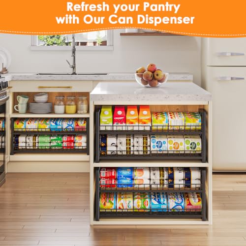 JKsmart 2-Tier Stackable Can Organizer, Extra-Long Can Rack for Pantry Storage, Adjustable Can Dispenser Holds Up to 64 Cans, 12mm Metal Frame, Super Sturdy Holders for Various Canned Food Soda-2 Pack - size: XL-(2 pack)