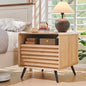 RedLemon 24" Fluted Nightstand with Charge Station, 2 Drawers, Oak | Mid Century Modern, 2 Drawers & Open Cubby Storage, P2 Engineered Wood, Smooth Slides, Easy Assembly, Charge Station