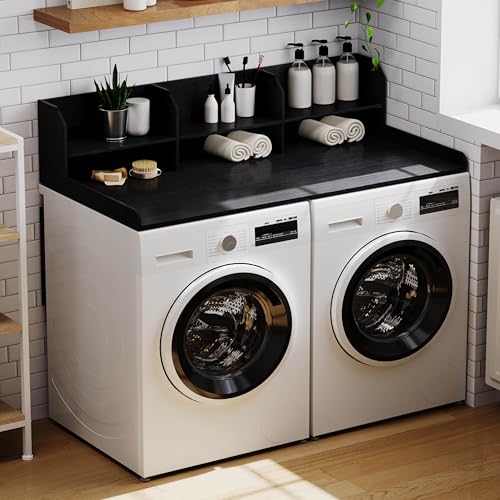 ChooChoo Washer Dryer Countertop, Adjustable Shelf, 2-Tier | Laundry Room Topper, Spacious Storage, For Folding Clothes & Efficient Organization, Black - color: Black, size: 2-Tier
