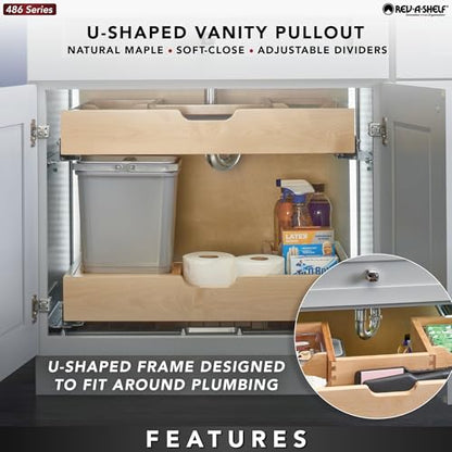 Rev-A-Shelf Wood Vanity Sink Cabinet Pullout Organizer