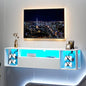 sogesfurniture 55' White TV Stand, Floating Entertainment Center with Lights, Modern Media Console with Storage, Wall Mounted LED TV Stand for Living Room - size: 55''-White