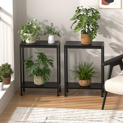 Narrow Side Table for Small Space, 2-Tier Slim End Table, Thin Nightstand, Skinny Snack Couch Table, Sofa Bedside Table in Living Room, Bedroom, Study, Kitchen and Balcony (Black) - color: Black, size: 2-Tier (7.9''D*17''W*22.8''H)