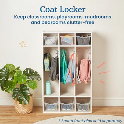 ECR4Kids Streamline 3-Section Coat Locker with Cubby Storage, Classroom Furniture, White Wash - color: White Wash