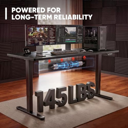 Furmax 55 Inches Electric Height Adjustable Standing Desk Home Office Desk | Large Sit Stand Up Computer Desk Memory Preset with T-Shaped Metal Bracket, Black - color: Black, size: 55 Inch