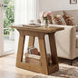 Solid Wood End Table, 23.6" Rustic Narrow Side Table for Living Room, Farmhouse Nightstand for Bedroom,Small Spaces, Brown