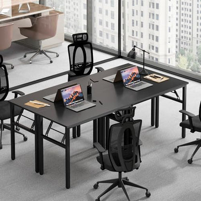 Need Office Computer Desk -35.8 L Sturdy and Heavy Duty Folding Laptop Table,Writing Table/Home Office Desk/Sewing Table, No Assembly Required, Black & Black Frame - color: Black & Black Frame, size: 35.8inch