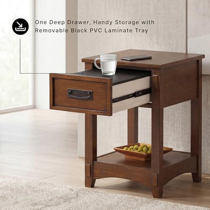 Signature Design by Ashley Breegin Narrow Sofa Side End Table, Brown, 13" - color: Brown