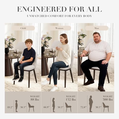 COLAMY Upholstered Dining Chairs Set of 6, Modern Kitchen Chairs with Back, Fabric Side Chair with Wood Legs for Dining Room Kitchen Restaurant, Beige - color: Beige, size: Set of 6