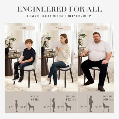 COLAMY Upholstered Dining Chairs Set of 2, Modern Kitchen Chairs with Back, Fabric Side Chair with Wood Legs for Dining Room Kitchen Restaurant, Beige - color: Beige, size: Set of 2