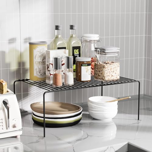 2Pack Cabinet Storage Shelf Spice Rack, 13''L x 9.4''W x 5.5''H, Black | Rustproof Metal Wire Kitchen Counter Organizers and Storage, for Cabinet, Plate, Dish, Pantry, Bathroom, Fridge - size: 2Pack-Black-13 x 9.4 inch