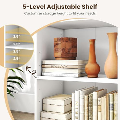 Giantex 2-Cube Bookshelf and Bookcase, 2-Layer Storage Shelf w/Large-Capacity Open Storage Space for Living Room Bedroom Study Office, Multi-Functional Furniture Display Cabinet, White | Display Shelf with Open Storage Space for Living Room, Home Office,