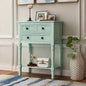 P PURLOVE Narrow Console Table, Farmhouse Entryway Table Slim Sofa Table with Three Storage Drawers and Bottom Shelf, Wood Entry Table for Living Room, Easy Assembly (Mint Green) - color: Retro Blue