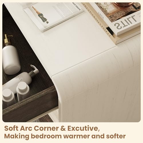 Modern Nightstands Set of 2,Bedside Table with Open Shelf,Night Stand with Drawer Storage,Wooden End Table for Bedroom, Side Table White and Walnut - color: 2pcs_white&walnut