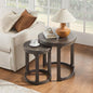 Round End Side Table Set of 2, Handcraft Nesting Table for Living Room, Modern Wood Circle Style, Easy Assembly, Dark Brown - color: S1-2pcs-dark Brown