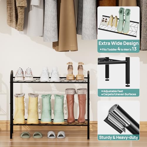 viewcare Shoe Rack for Closet, 3-Tier Small Shoe Rack for Entryway & Garage, Sturdy Metal Construction, Shoe Organizer Holds 6-9 Pairs - size: 3-Tier(M)
