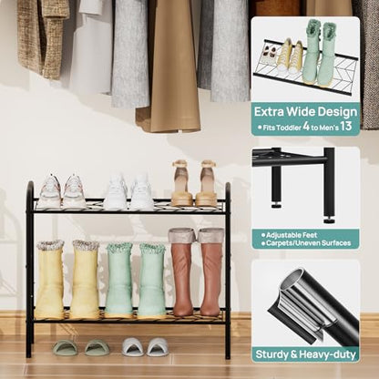 viewcare Shoe Rack for Closet, 3-Tier Small Shoe Rack for Entryway & Garage, Sturdy Metal Construction, Shoe Organizer Holds 6-9 Pairs - size: 3-Tier(M)