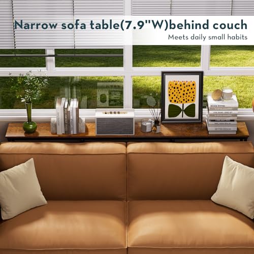 WOHOMO Console Table, 3-Tier Small Entryway Tables, Narrow Sofa Table for Hallway, Rustic Brown (63 inch) - color: Walnut, size: 63"