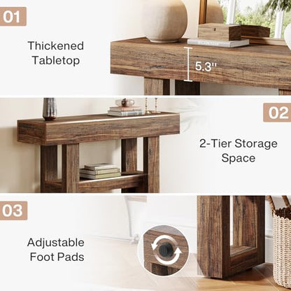Tribesigns 41.34-Inch Farmhouse Console Table, 2-Tier Narrow Sofa Table Behind The Couch, Entryway Furniture with Storage Shelves for Hallway Foyer Living Room, Rustic Brown - color: Rustic Brown
