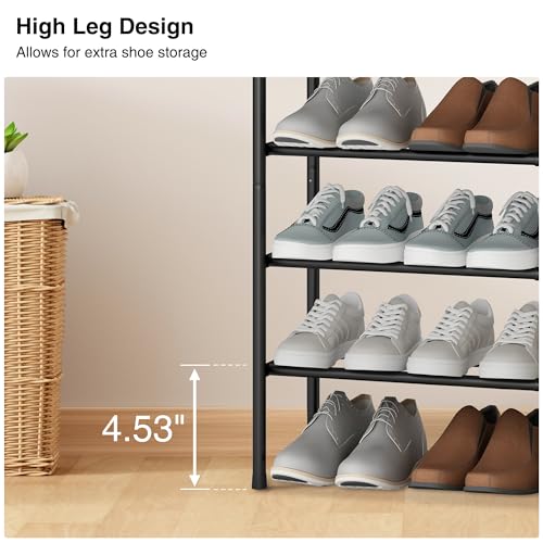 STO STO Expandable Shoe Rack, 5-Tier Metal Shoe Rack for Closet, Up to 24 Pairs Adjustable Shoe Rack Storage for Front Door Entrance, Free Standing Shoe Rack Organizer for Entryway, Black - size: 5-Tier