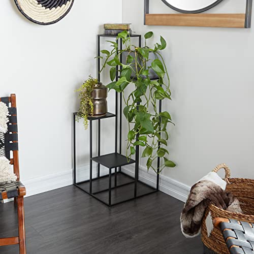 Deco 79 Metal 4 Tier Plantstand, 16" x 16" x 40", Black - color: Black, size: 16" x 16" x 40"