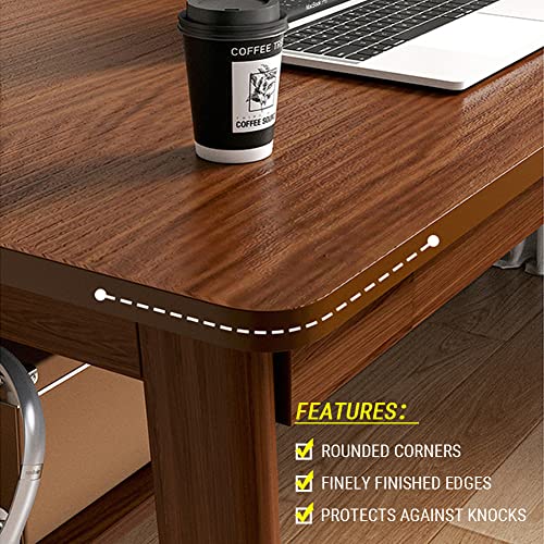 NELYE Mid-Century Long Desk Table, 71" W x 20" D, Walnut | Simple Modern Wood Table, Extra Long 2-Person Computer Workstation for Home Office Work, Holds 200 Lbs - size: 71"W20"D