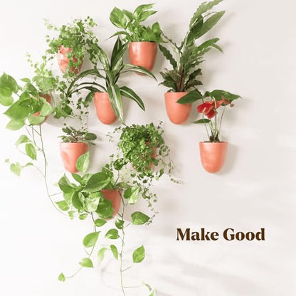 Make Good PlantPod Luxe - Self-Watering Wall Planters (Set of 6, Terracotta) - Easy to Water and Install - Lightweight - Design Your Own Vertical Garden - Wall Planters for Indoor Plants - color: Terracotta