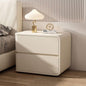 Minimalist Bedside Table with 2 Drawers, 17.71x15.74x18.5in Bedside Furniture, Nightstand No Assembly Needed Nightstand with Large Storage for Bedroom/Living Room, Beige (Left)