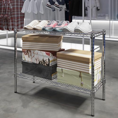 14" Deep x 36" Wide x 27" Height Wire Shelving Kit | 2-Tier | NSF Commercial Storage Rack Unit - size: 14" Deep x 36" Wide
