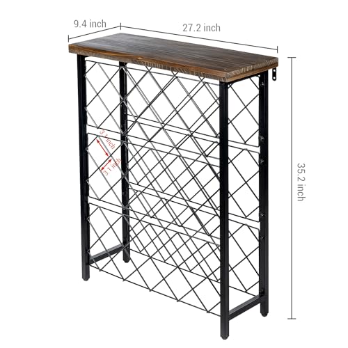 MyGift Wine Rack Freestanding Floor Stand, 9 Tier Wine Bottle Shelf - Holds up to 54 Bottles (with Wood) - color: With Wood