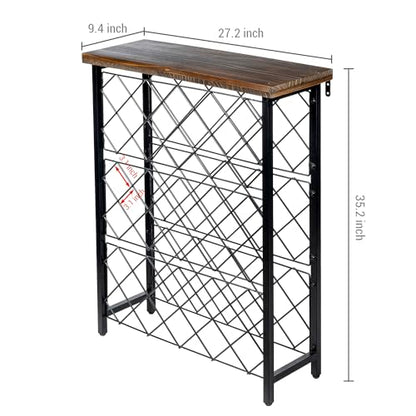 MyGift Wine Rack Freestanding Floor Stand, 9 Tier Wine Bottle Shelf - Holds up to 54 Bottles (with Wood) - color: With Wood