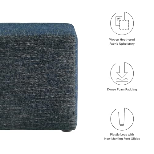Modway 17" Square Woven Heathered Fabric Upholstered Upholstered Ottoman - color: Heathered Weave Azure