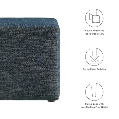 Modway 17" Square Woven Heathered Fabric Upholstered Upholstered Ottoman - color: Heathered Weave Azure