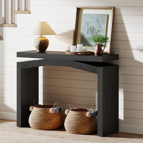 Tribesigns 40-Inch Console Table for Entryway, Farmhouse Sofa Console Behind Couch, Small Entry Table for Hallway, Foyer, Living Room, Black - color: Black